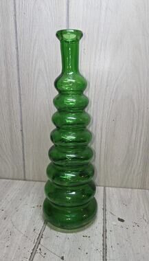 Vtg Green Bubble Glass Decorative Beehive Vase Design Bottle Collectors Piece 12